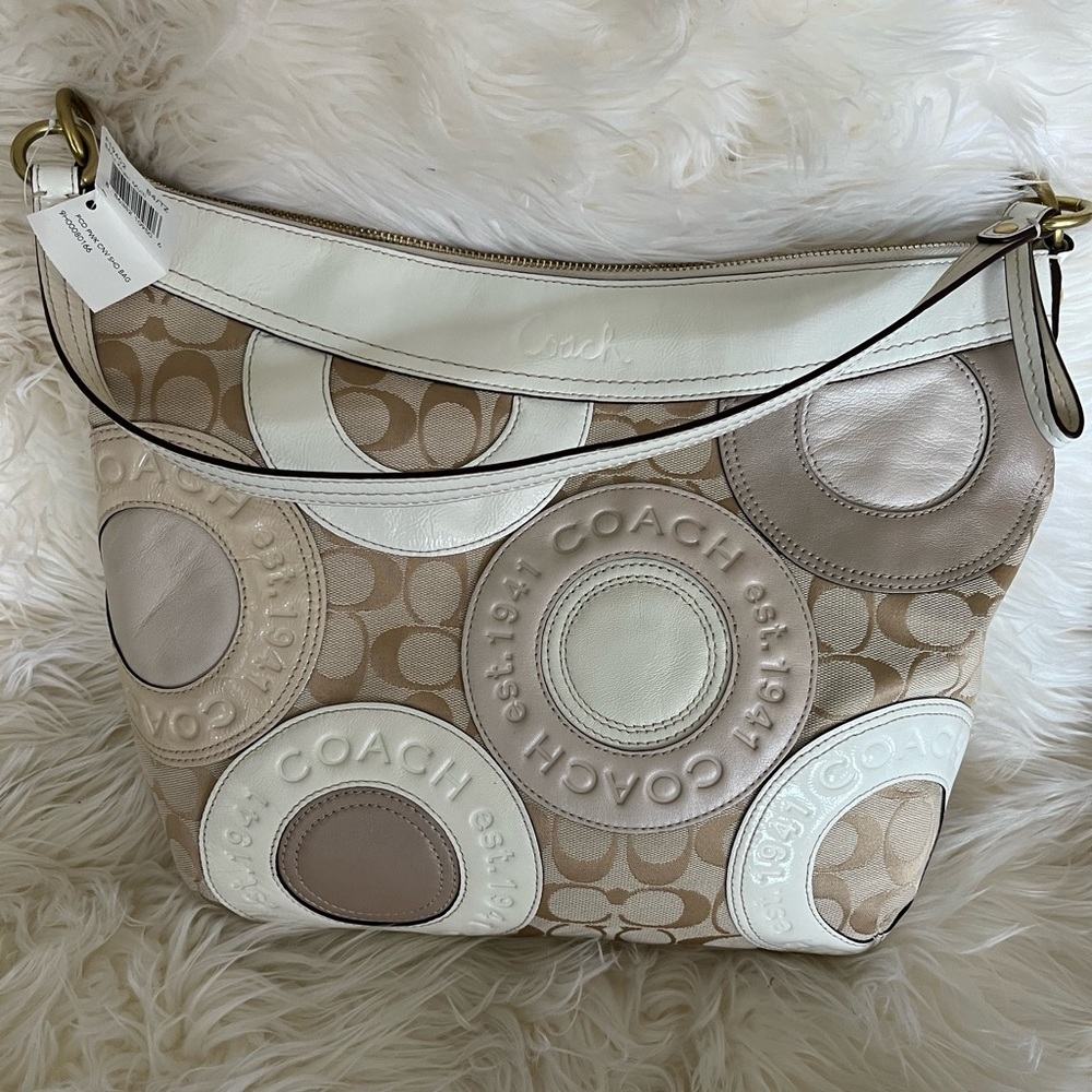 Coach bag NWT Multi tan and white